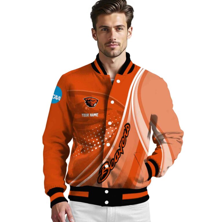 customized oregon state beavers wave patterns orange jacket high quality