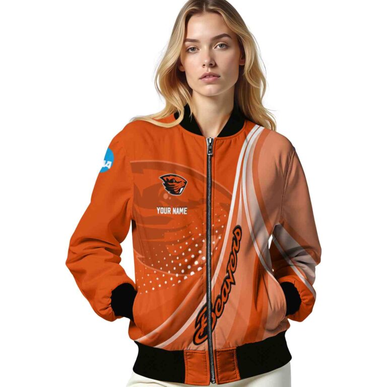 customized oregon state beavers wave patterns orange jacket latest model