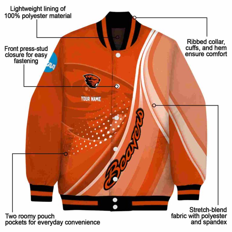 customized oregon state beavers wave patterns orange jacket new arrival