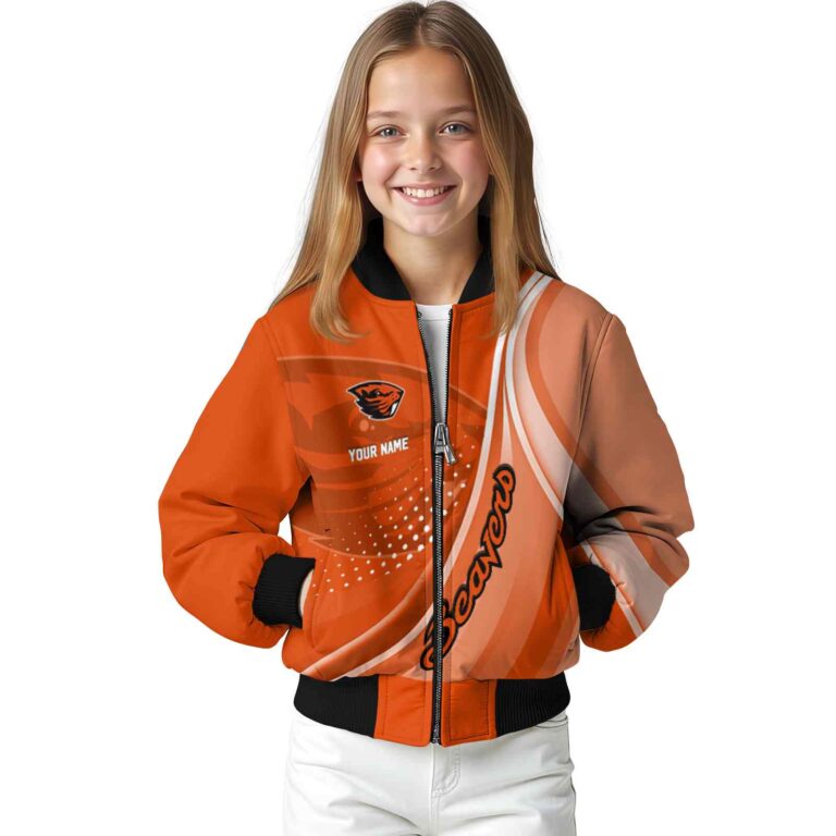 customized oregon state beavers wave patterns orange jacket top rated