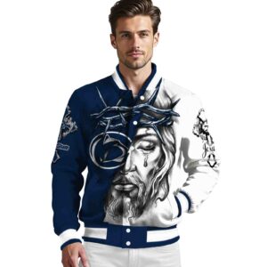 customized penn state nittany lions jesus tears blue white jacket high quality