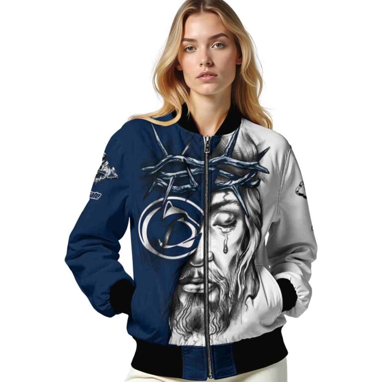 customized penn state nittany lions jesus tears blue white jacket latest model
