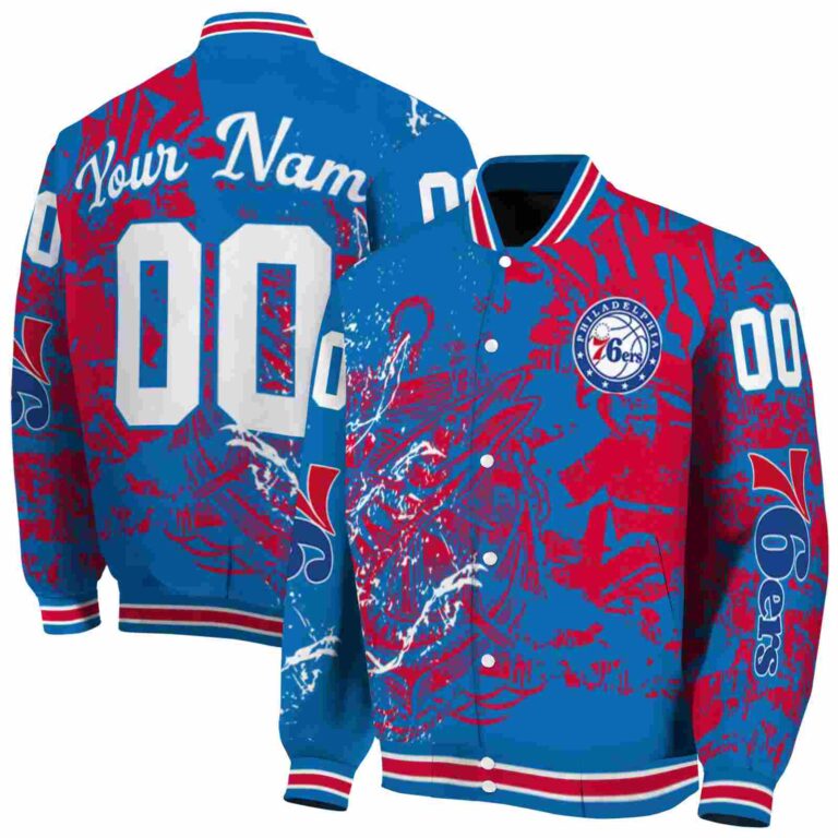 customized philadelphia 76ers fishing art blue jacket fashion forward