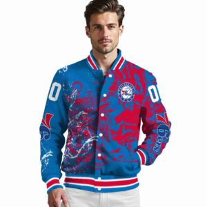 customized philadelphia 76ers fishing art blue jacket high quality
