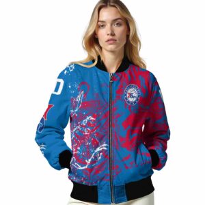 customized philadelphia 76ers fishing art blue jacket latest model