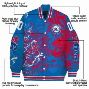 customized philadelphia 76ers fishing art blue jacket new arrival