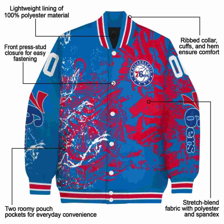customized philadelphia 76ers fishing art blue jacket new arrival