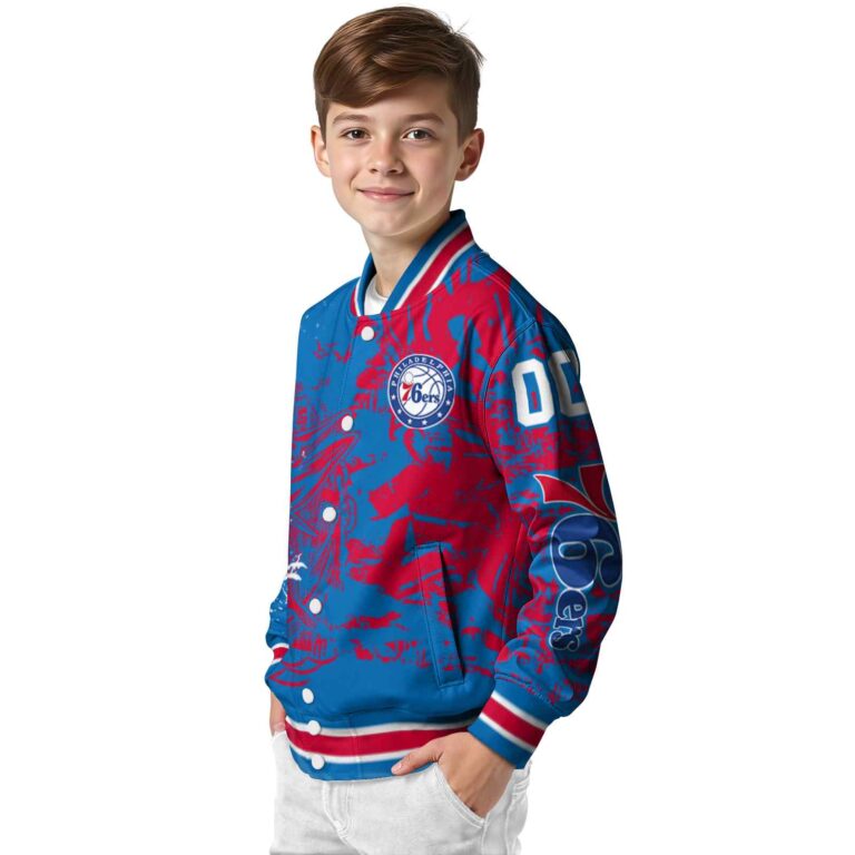 customized philadelphia 76ers fishing art blue jacket trendy