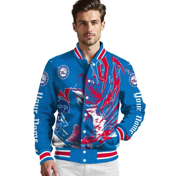 customized philadelphia 76ers fishing passion blue white jacket high quality