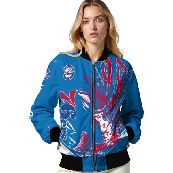 customized philadelphia 76ers fishing passion blue white jacket latest model