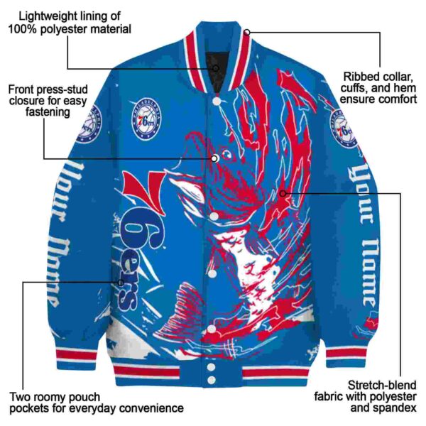 customized philadelphia 76ers fishing passion blue white jacket new arrival