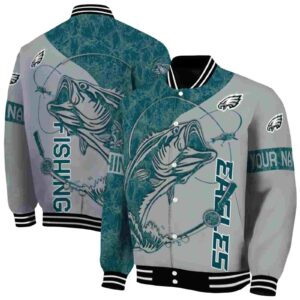customized philadelphia eagles fishing rod silver jacket fashion forward