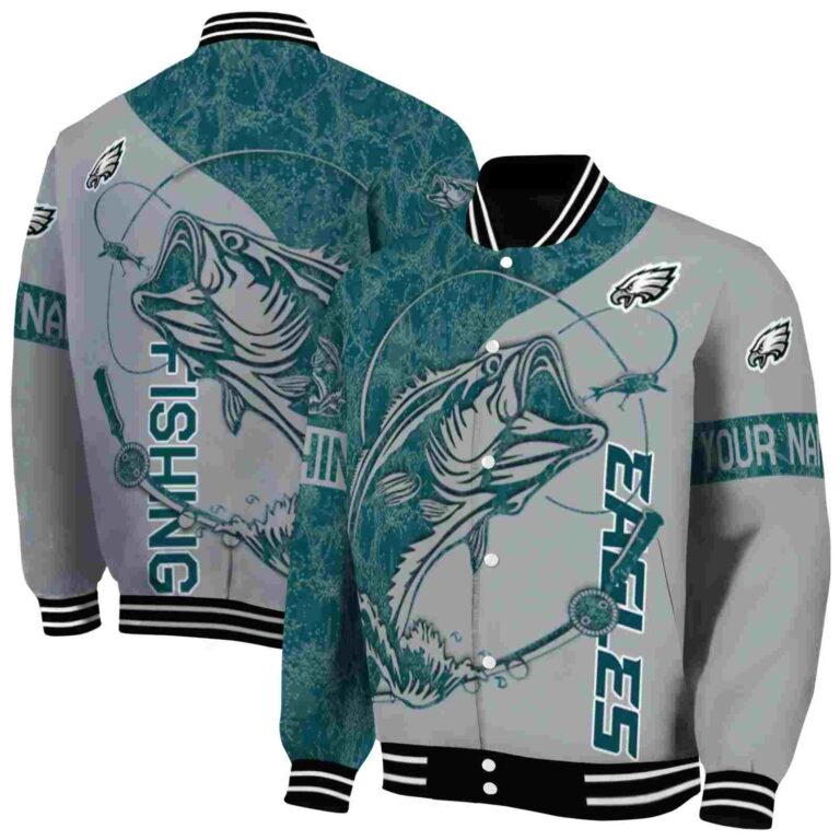 customized philadelphia eagles fishing rod silver jacket fashion forward