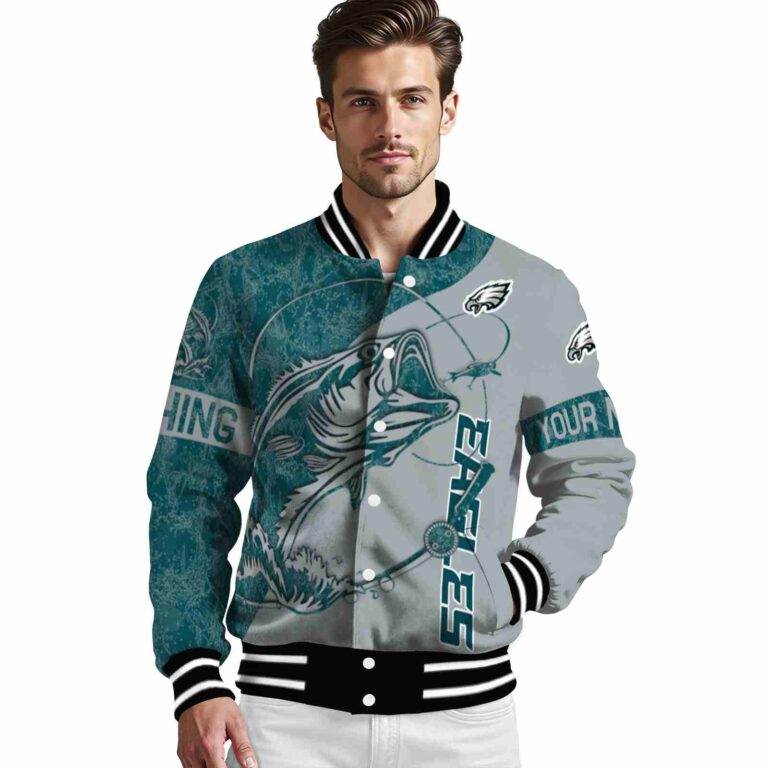 customized philadelphia eagles fishing rod silver jacket high quality