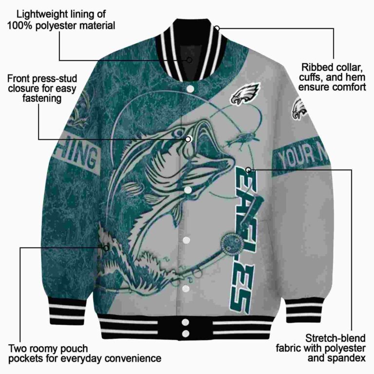 customized philadelphia eagles fishing rod silver jacket new arrival