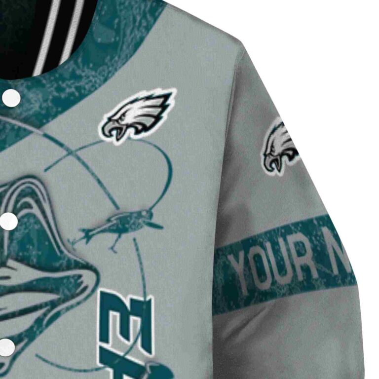 customized philadelphia eagles fishing rod silver jacket premium grade