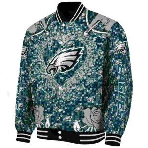 customized philadelphia eagles heart explosion green jacket best selling