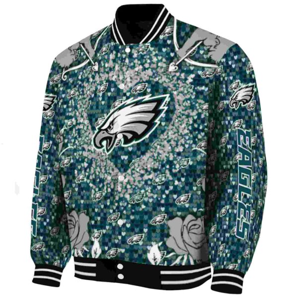 customized philadelphia eagles heart explosion green jacket best selling