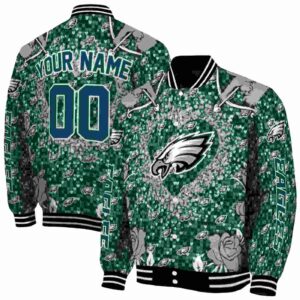 customized philadelphia eagles heart explosion green jacket fashion forward