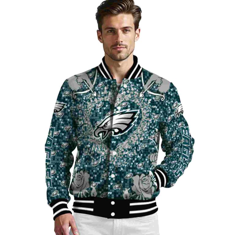 customized philadelphia eagles heart explosion green jacket high quality