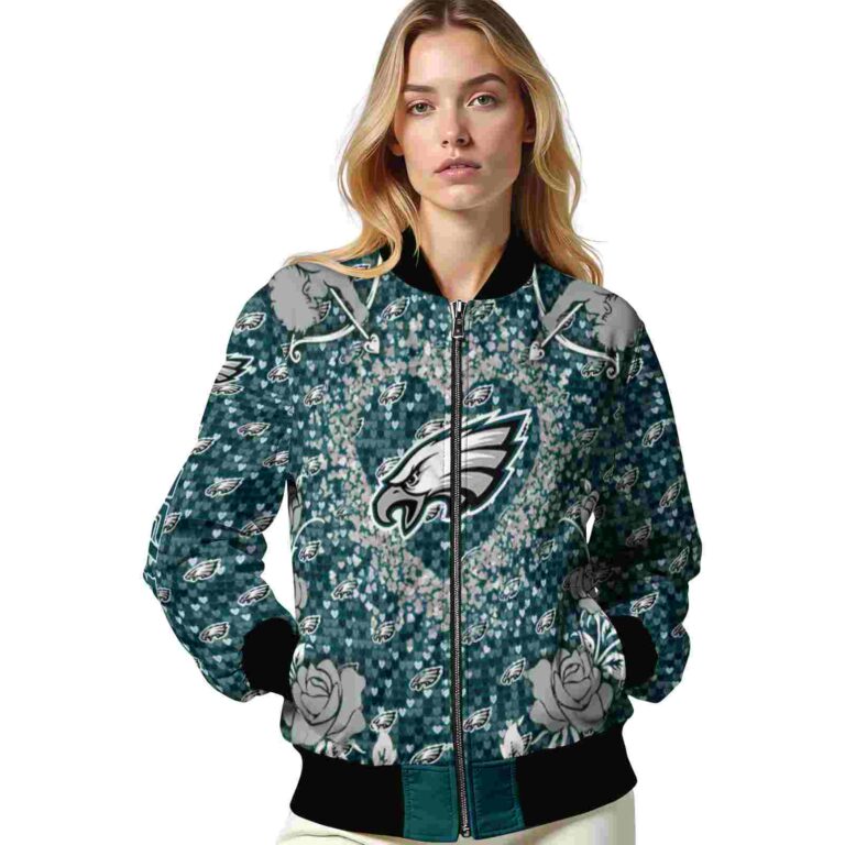 customized philadelphia eagles heart explosion green jacket latest model