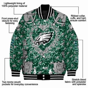 customized philadelphia eagles heart explosion green jacket new arrival