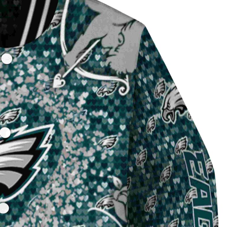 customized philadelphia eagles heart explosion green jacket premium grade