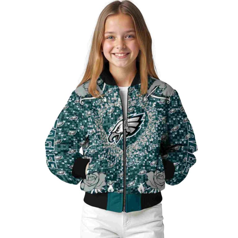 customized philadelphia eagles heart explosion green jacket top rated