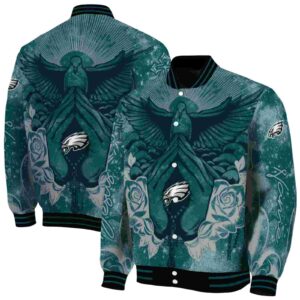 customized philadelphia eagles praying hands green jacket fashion forward