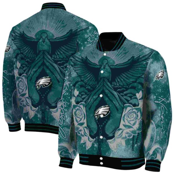 customized philadelphia eagles praying hands green jacket fashion forward