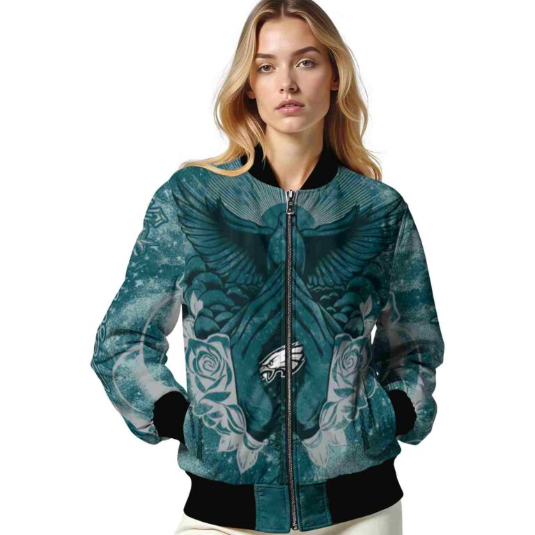 customized philadelphia eagles praying hands green jacket latest model