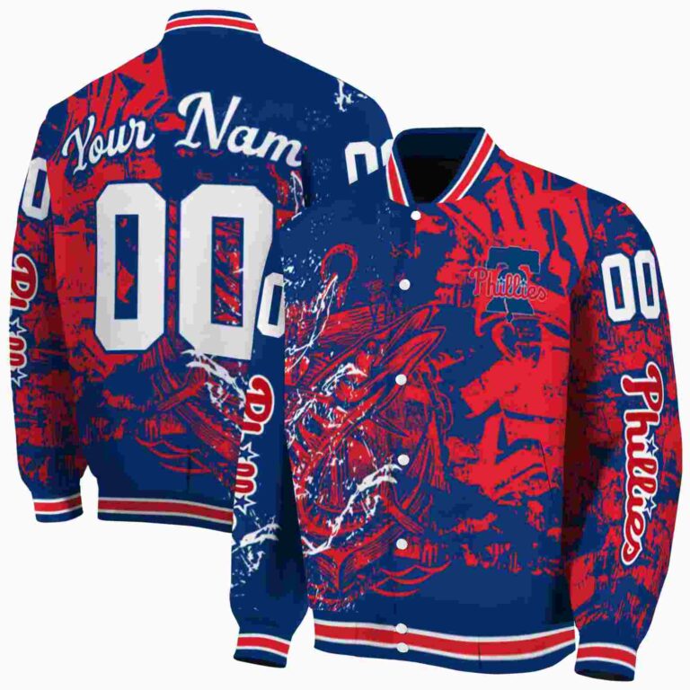 customized philadelphia phillies fishing art blue jacket fashion forward