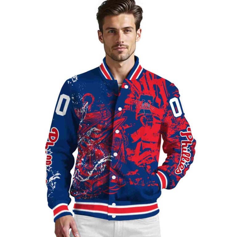 customized philadelphia phillies fishing art blue jacket high quality