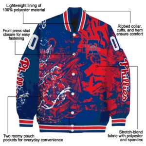 customized philadelphia phillies fishing art blue jacket new arrival