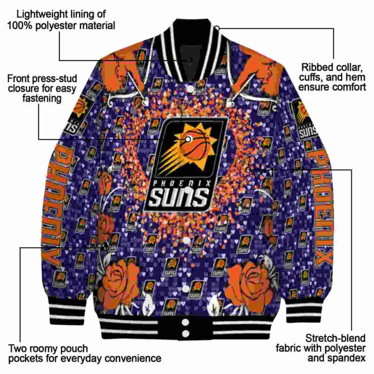 customized phoenix suns heart explosion purple jacket new arrival