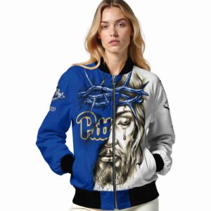 customized pittsburgh panthers jesus tears royal blue white jacket latest model