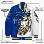 customized pittsburgh panthers jesus tears royal blue white jacket best selling
