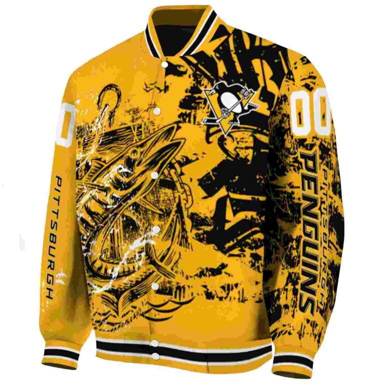 customized pittsburgh penguins fishing art yellow jacket best selling