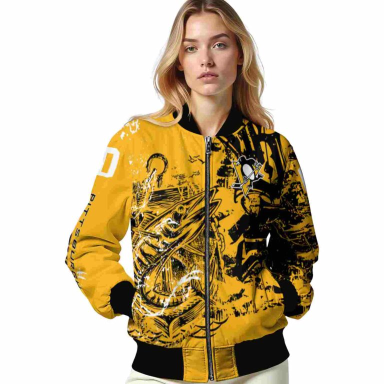 customized pittsburgh penguins fishing art yellow jacket latest model