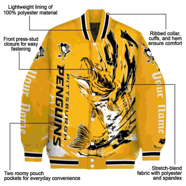 customized pittsburgh penguins fishing passion yellow white jacket new arrival