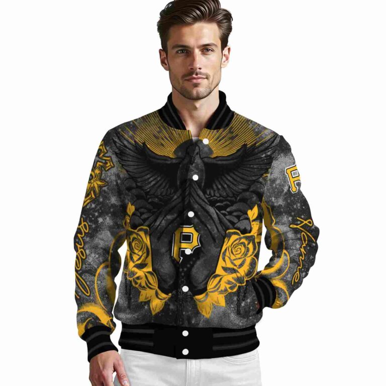 customized pittsburgh pirates praying hands black jacket high quality