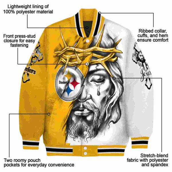 customized pittsburgh steelers jesus tears gold white jacket new arrival
