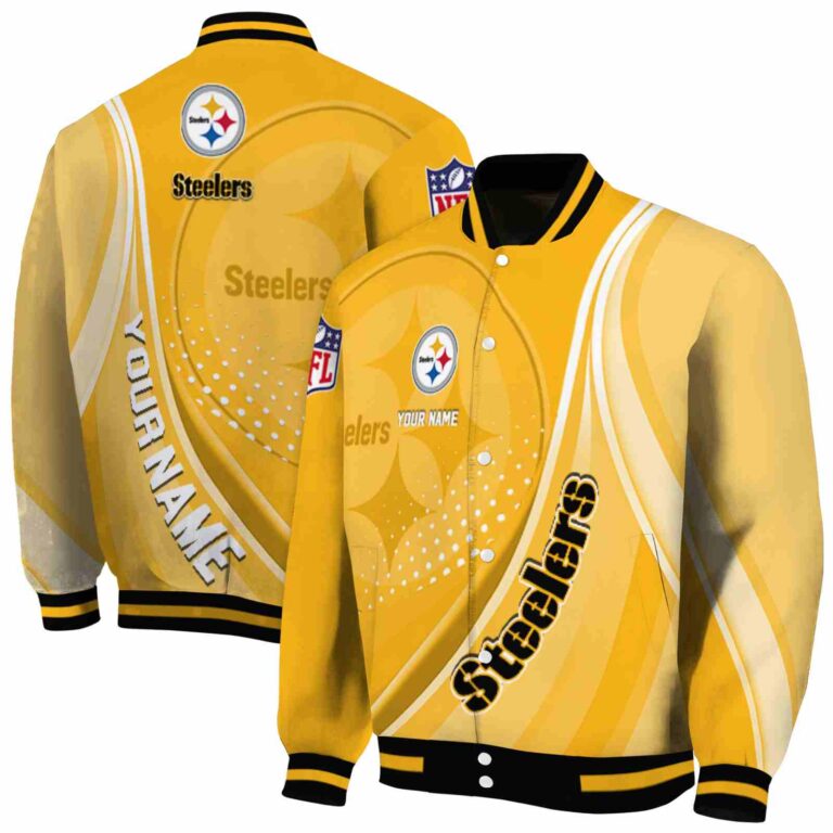 customized pittsburgh steelers wave patterns gold jacket fashion forward