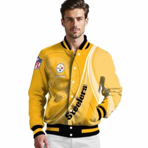 customized pittsburgh steelers wave patterns gold jacket high quality