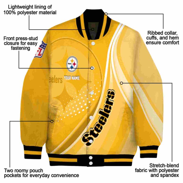 customized pittsburgh steelers wave patterns gold jacket new arrival