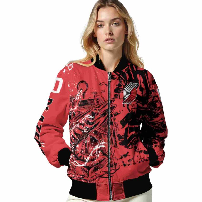 customized portland trail blazers fishing art red jacket latest model