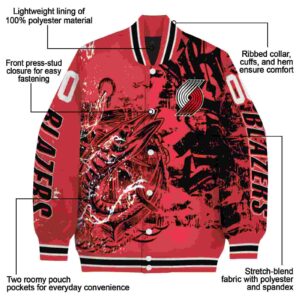 customized portland trail blazers fishing art red jacket new arrival