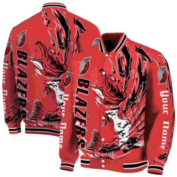 customized portland trail blazers fishing passion red white jacket fashion forward