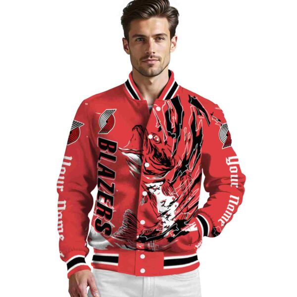 customized portland trail blazers fishing passion red white jacket high quality