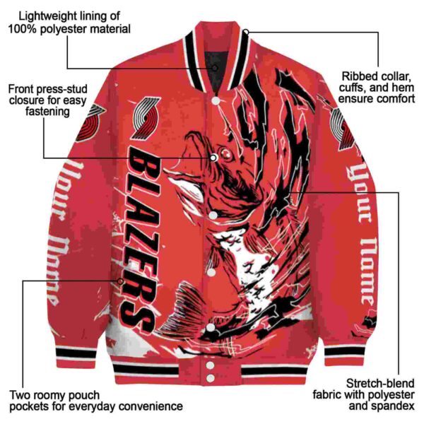 customized portland trail blazers fishing passion red white jacket new arrival